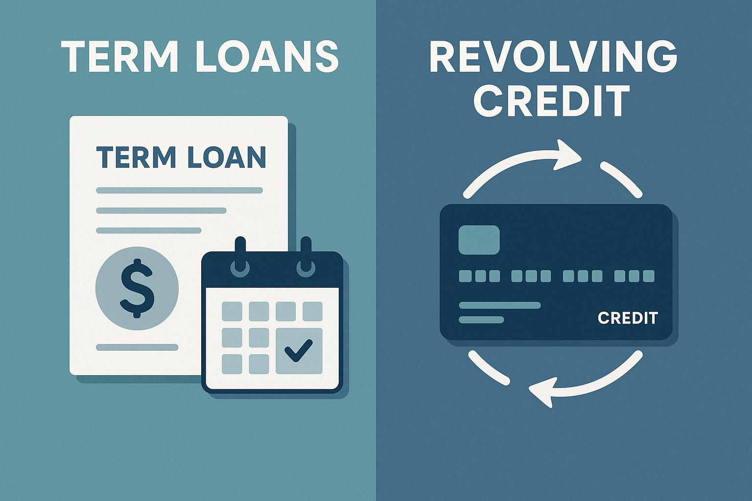 The differences between term loans and revolving credit.